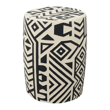 Drornzok 17.75" Geometric Drum Garden Stool - JONATHAN Y